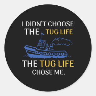 Adesivo Redondo Trecho de Barco Engraçado Tugboat