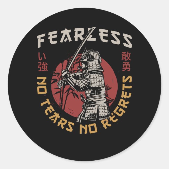 Adesivo Redondo Trecho de Samurai sem rosto - Samurai (Frente)