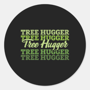 Adesivo Redondo Tree Hugger Earth Day Retro Nature Lover
