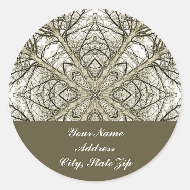 Adesivo Redondo Tree Kaleidoscope Address Sticker (Frente)