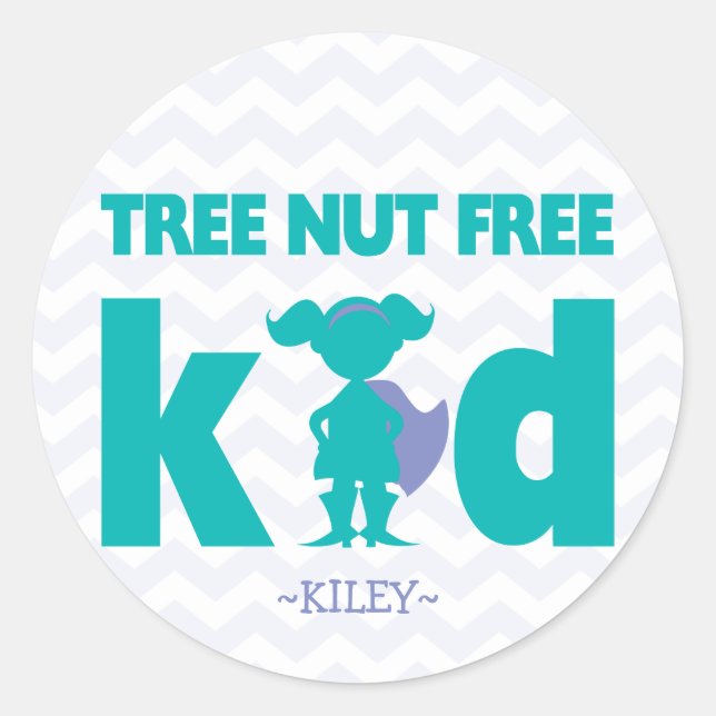 Adesivo Redondo Tree Nut Free Kid Super Herói Alergia Stickers (Frente)