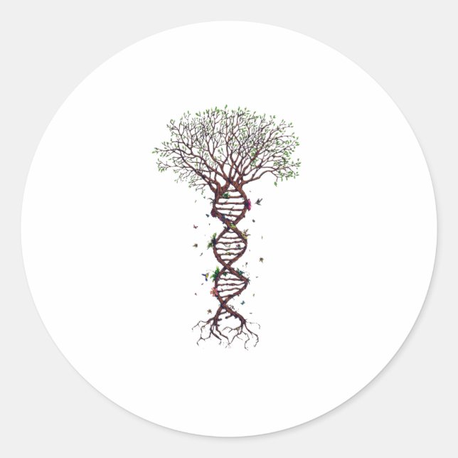 Adesivo Redondo Tree of Life DNA Genetics Biology Environment (Frente)