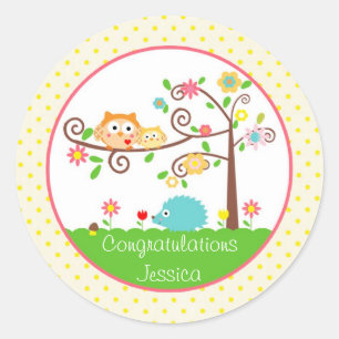 Adesivo Redondo Tree Owl Stickers