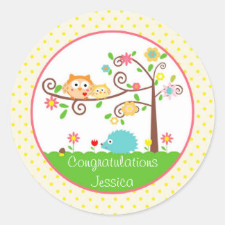 Adesivo Redondo Tree Owl Stickers