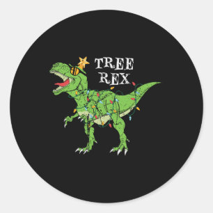 Adesivo Redondo Tree Rex Dinosaur Engraçado Feliz Natal Pajama Xma