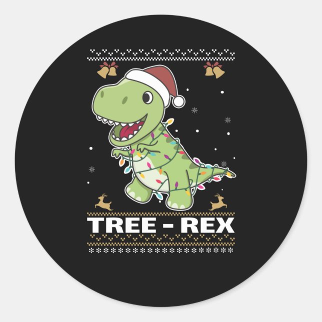 Adesivo Redondo Tree-Rex Funny Dinosaur Pun T-Rex (Frente)