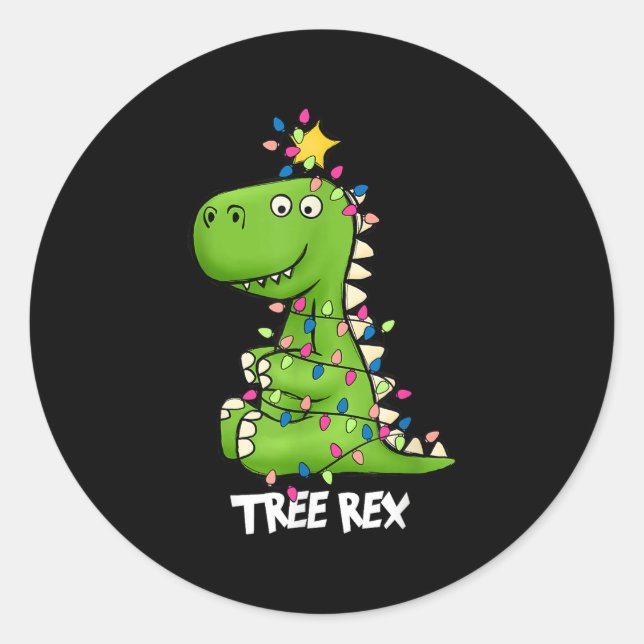 Adesivo Redondo Tree Rex Funny Xmas Trex Boys Toddler Christmas Di (Frente)