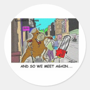 Adesivo Redondo Tree Vs Chain Viu Rick Engraçados Deprados de Lond