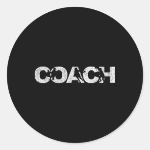Adesivo Redondo Treinador da Equipe Lacrosse Coach Retro