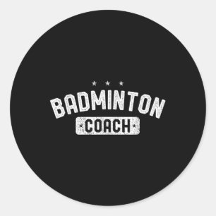 Adesivo Redondo Treinador de Badminton Badminton Vintage