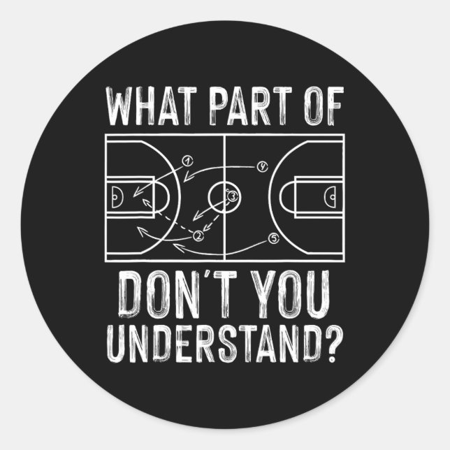 Adesivo Redondo Treinador de basquetebol Design Homens Jovens Jogo (Frente)