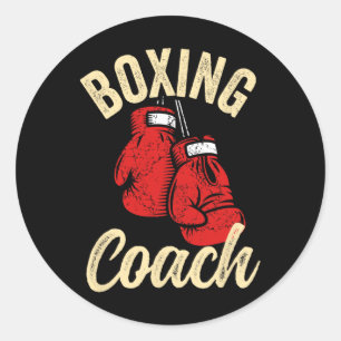Adesivo Redondo Treinador de boxe legal Luvas vermelhas Kickboxing