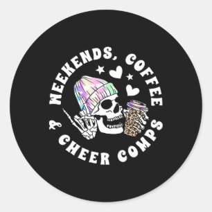Adesivo Redondo Treinador de Cheerleading de Fins de Semana Coffee