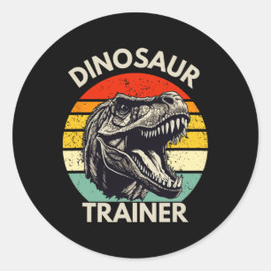 Adesivo Redondo Treinador De Dinossauros Retrô Figurino De Hallowe