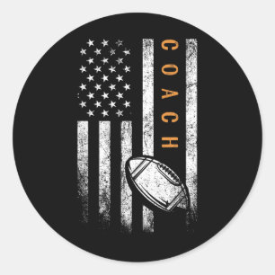Adesivo Redondo Treinador de Futebol Americano Flag Futebol Traine