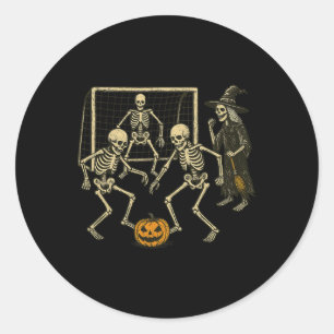 Adesivo Redondo Treinador de Futebol Esqueleto de Halloween Bruxa
