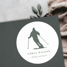 Treinador de instrutor de silhueta de esqui verde 