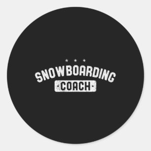 Adesivo Redondo Treinador de Neve Vintage Snowboard