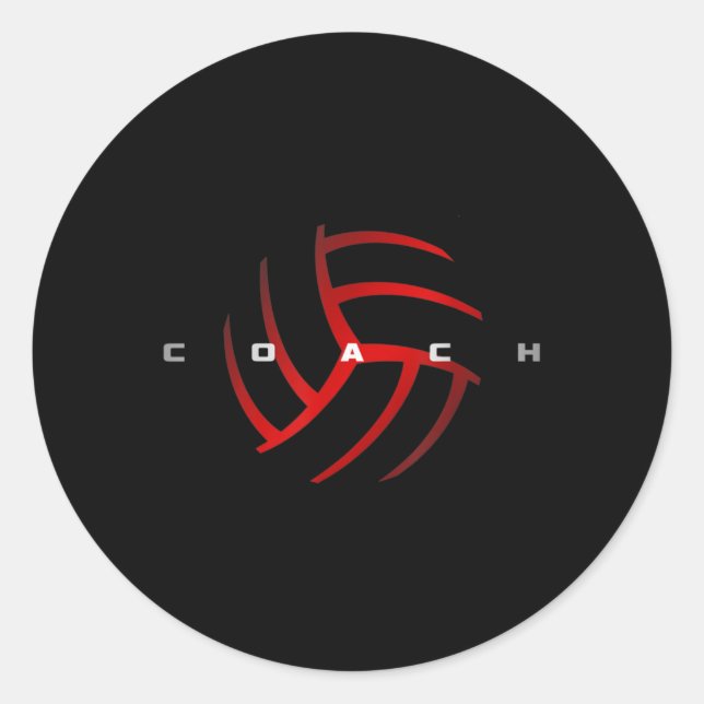 Adesivo Redondo Treinador de Voleibol (Frente)