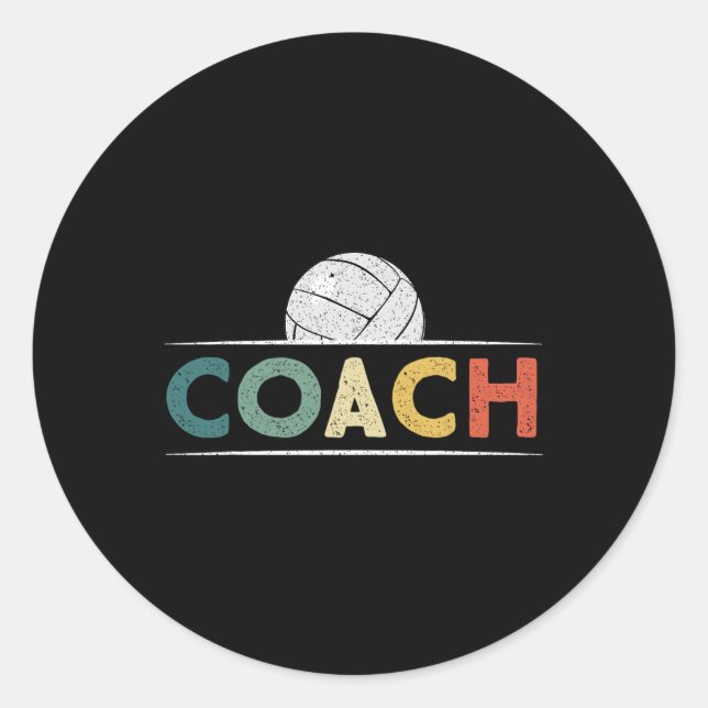 Adesivo Redondo Treinador De Voleibol Oferece Engraçado Retro-Vint (Frente)