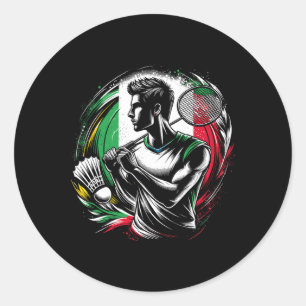 Adesivo Redondo Treinador desportista italiano Dminton