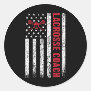 Adesivo Redondo Treinador Lacrosse American Flag Lax Lover Lacross
