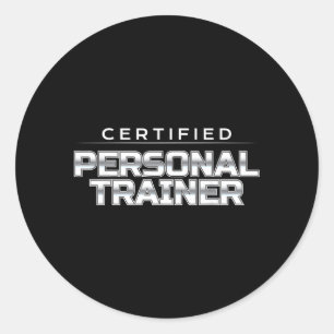 Adesivo Redondo Treinador Pessoal Certificado Design de Fitness