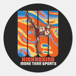 Adesivo Redondo Treinamento de Arte Marcial de Kickboxing Karate T
