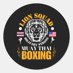 Adesivo Redondo Treinamento de Muay Thai de Kickboxing da Lion Squ