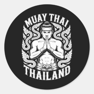 Adesivo Redondo Treinamento de Muay Thai Kickboxing Tailândia Vint