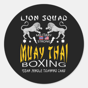 Adesivo Redondo Treinamento de Muay Thai Kickboxing Treino de Mma