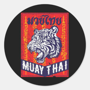 Adesivo Redondo Treinamento de tigre Muay Thai Mma luta de rua Kic