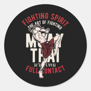 Adesivo Redondo Treinamento de Trabalho de Lutador de Muay Thai Ki
