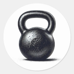 Adesivo Redondo Treinamento Pessoal de Fitness com Kettlebell