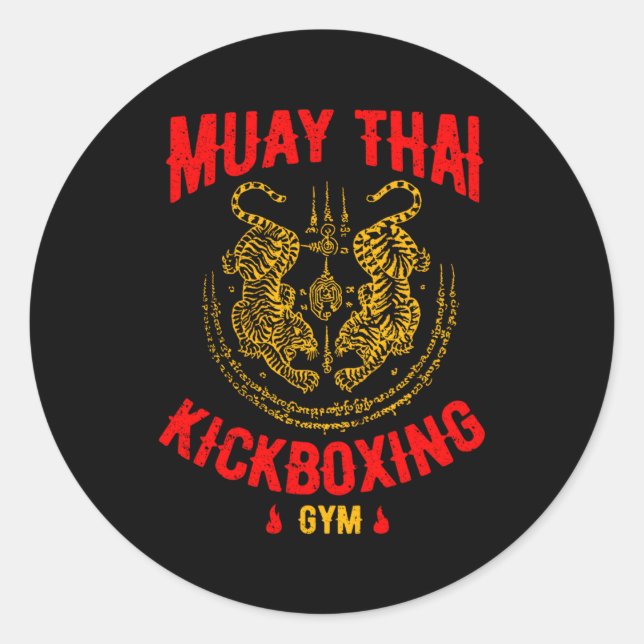 Adesivo Redondo Treinamento Tiger Muay Thai Kickboxing Gym Mma (Frente)