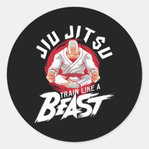 Adesivo Redondo Treine Como Uma Fera - Jiu Jitsu Brasileiro Mma Bj