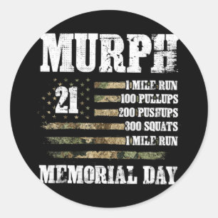 Adesivo Redondo Treino de dia de memorial Murph 2023 patriótico he