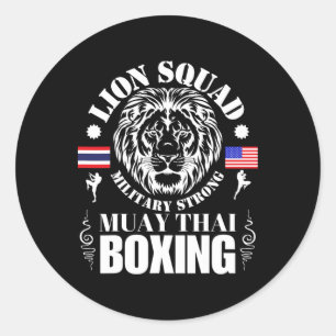 Adesivo Redondo Treino de Muay Thai de Kickboxing da Lion Squad Ta