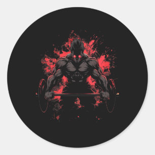Adesivo Redondo Treino de musculação Anime masculino Powerlifting