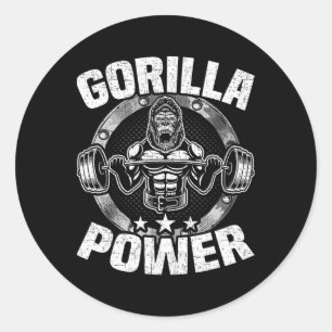 Adesivo Redondo Treino de musculação com força de gorila 