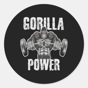 Adesivo Redondo Treino de musculação com força de gorila (