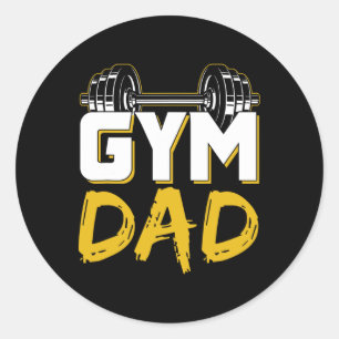 Adesivo Redondo Treino de musculação com o pai do ginásio Fitness