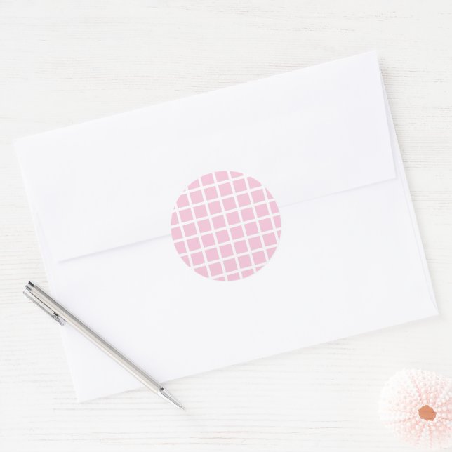 Adesivo Redondo Trellis Branco - Rosa Claro  (Envelope)