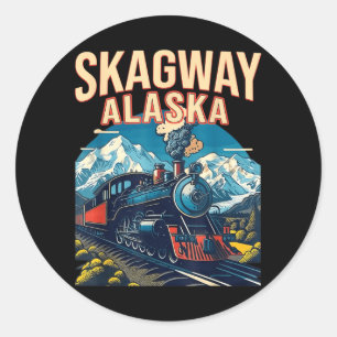 Adesivo Redondo Trem a Vapor Skagway Alasca Portal Klondike