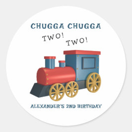 Adesivo Redondo Trem Chugga Dois Dois Segundo Aniversário