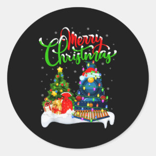 Adesivo Redondo Trem de Natal engraçado para amantes de trem ilumi