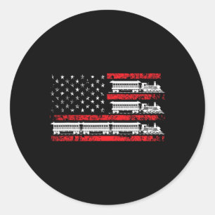 Adesivo Redondo Trem Modelo Patriótico Bandeira EUA Locomotiva Mod