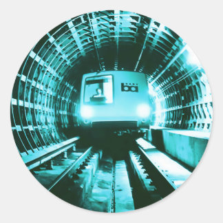 Adesivo Redondo Trem Retro de Bart no túnel Transbay