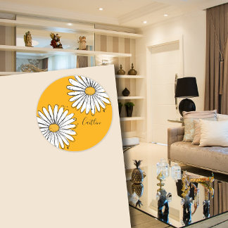 Adesivo Redondo Trending Daisy Orange inky art