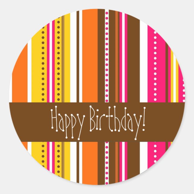 Adesivo Redondo Trendy Birthday Stickers (Frente)